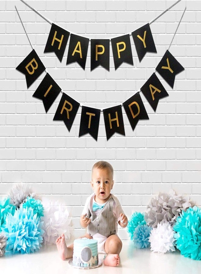 Luxaar Happy Birthday Banner Decoration for Birthday Celebration for All Age People with tag (Black) - Image 2